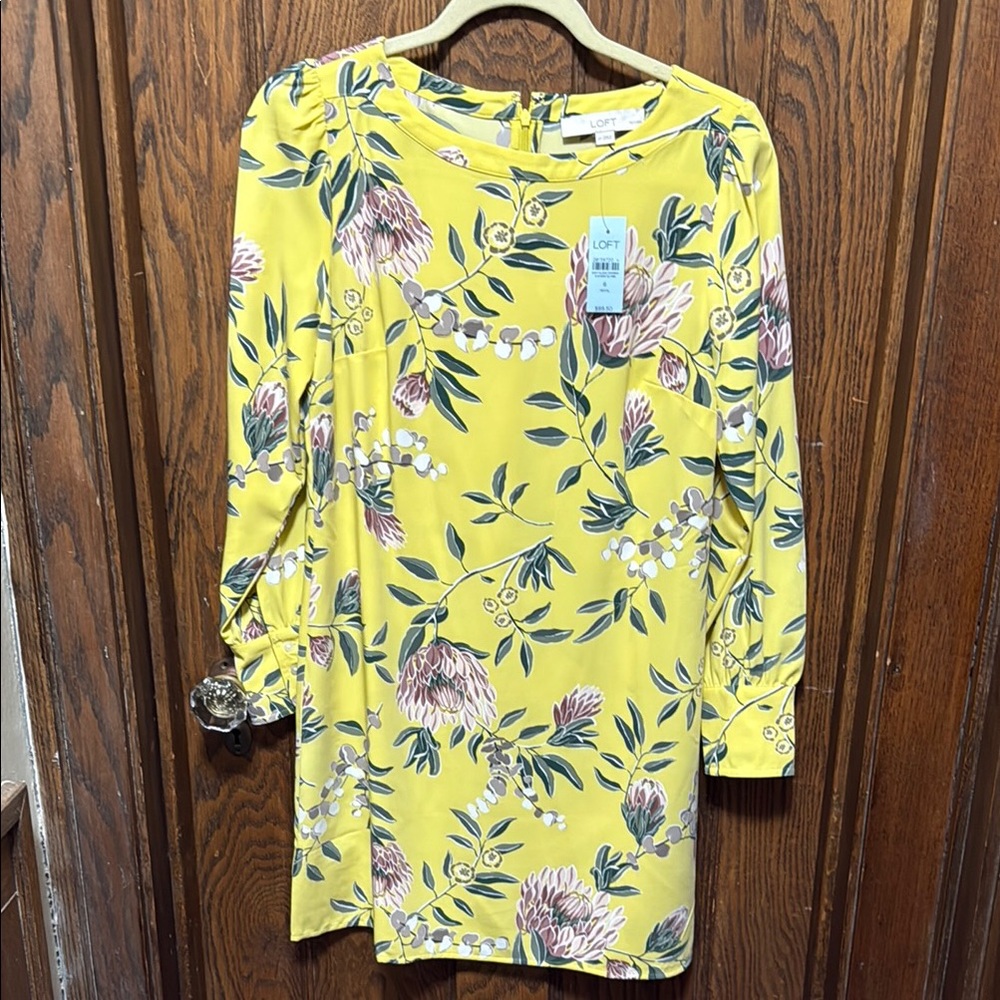 LOFT Bright Yellow Floral Dress